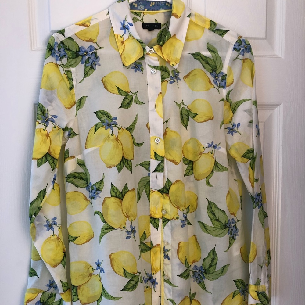 Talbots Voile Lemon Blouse Size S
